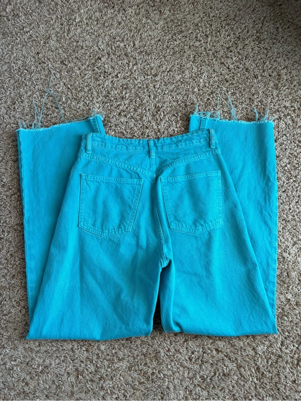 Zara Bright Turquoise Wide-Leg Women's Jeans